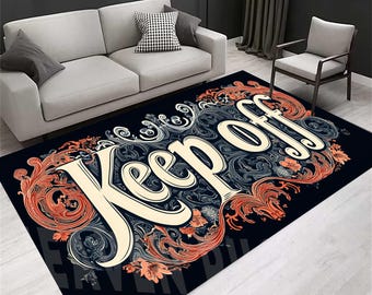 Colorful "Keep Off" Area Rug: Modern Home Decor