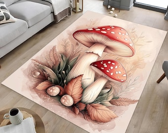 Tappeto rosso a forma di fungo: tappeto in velluto a forma di foresta