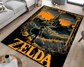 Zelda Rug, Legend Of Zelda Rug, Zelda Design Rug, Zelda Decor Rug, Zelda Modern Rug, Home Decor Rug, Zelda Area Rug,Game Room Rug,Gamer Rug