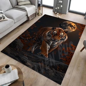Tiger Area Rug: Modern Animal Design, Living Room Decor