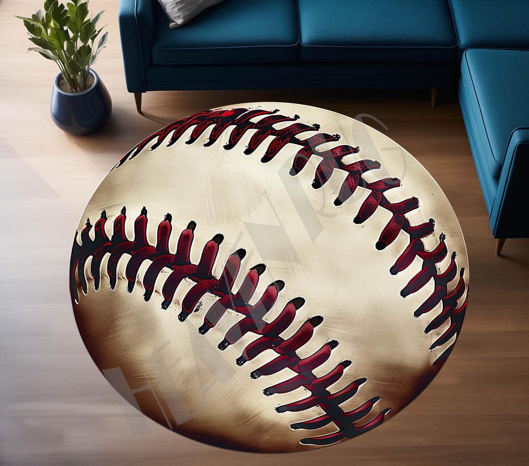 Baseball Rug Drawing Baseball Round Rug: 3D Sports Decor for Boys Room (24 Inch) - Etsy