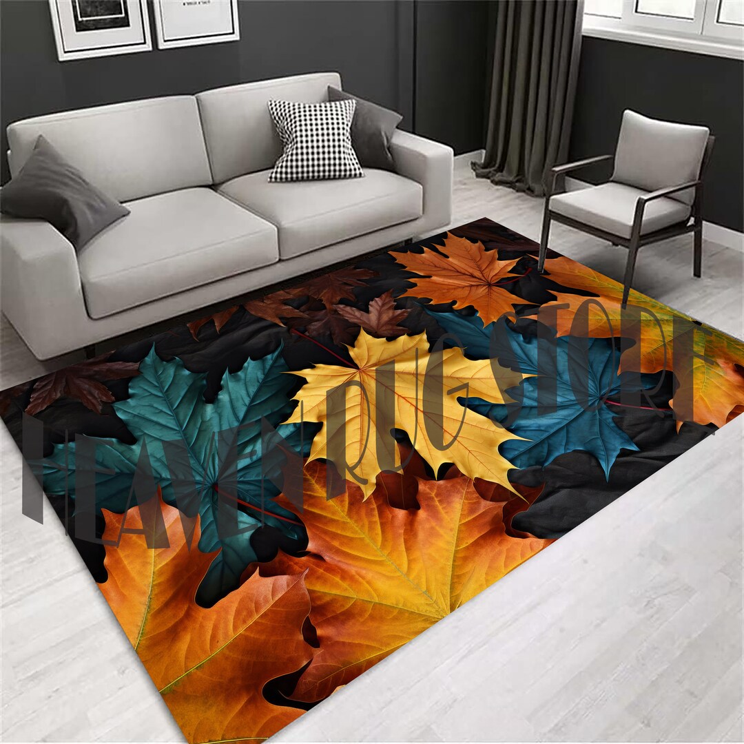 Autumn Leaves Rug, Leaf Pattern Rug, Leaves Area Rug, Fall Rug, Autumn ...