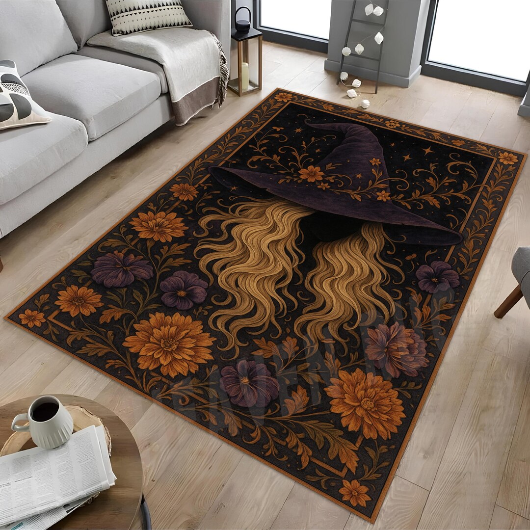 Blonde Witch Rug: Floral Halloween Home Decor - Etsy