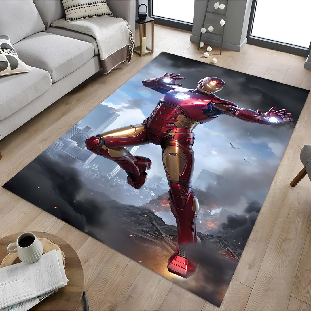 Iron Man Rug, Fighting Super Hero Rug, Super Hero Rug, Kids Room Rug ...