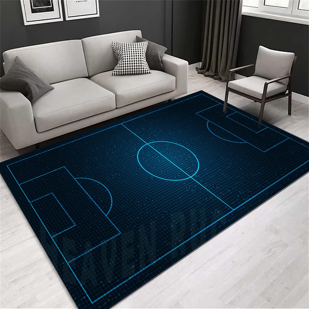 Pure Color Carpet Rugby Dark Blue Soccer Field Rug: Kids Sports Room Carpet - Etsy