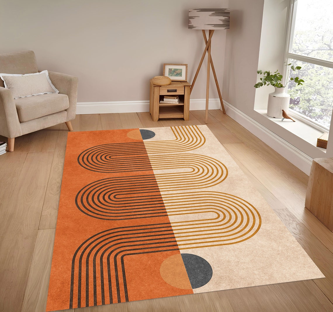 Mid Century Modern Art Rug, Mid Century Rug, Mid Century Modern Rug ...