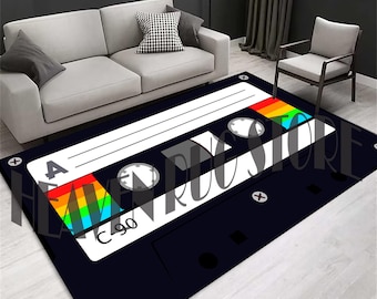 Cassette Rug, Bespoke Cassette Area Rug, 90s Music Rug,  Retro Style Design Rug, Music Room Rug, Music Rug, Cassette Decor Rug, Cassette Mat