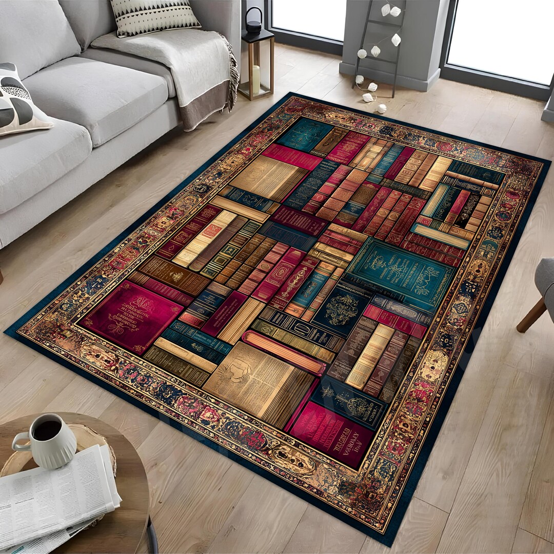 Literary Rug Vintage Books Rug, Classic Library Style, Book Lover Decor - Etsy