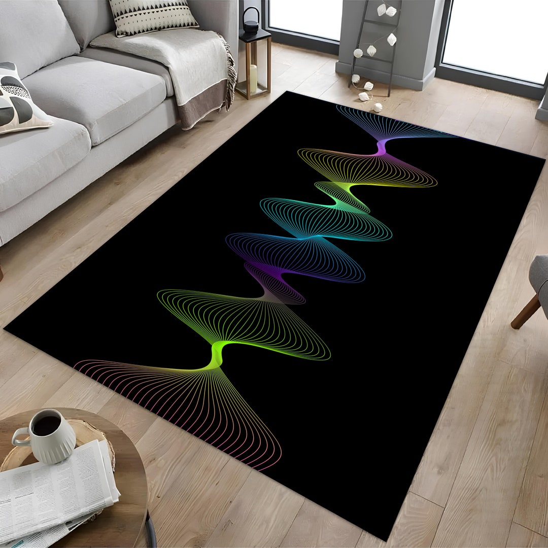 Neon Look Rug, Neon Arcade Rug, Game Room Rug, Home Decor Rug, Illusion ...