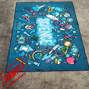 Science Education Kids Rug: Colorful Non-slip Nursery Decor - Etsy