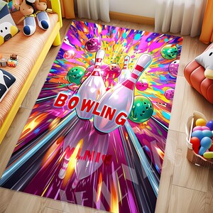 Bowling Rug: Colorful Kids Playroom Rug