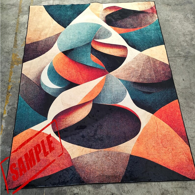 Colorful Abstract Rug: Modern Art, Living Room Decor - Etsy