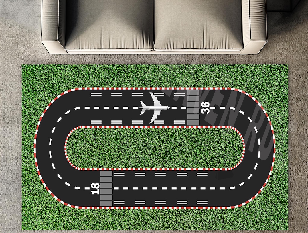 Airfield Kids Rug: Airplane Runway Play Mat - Etsy Australia
