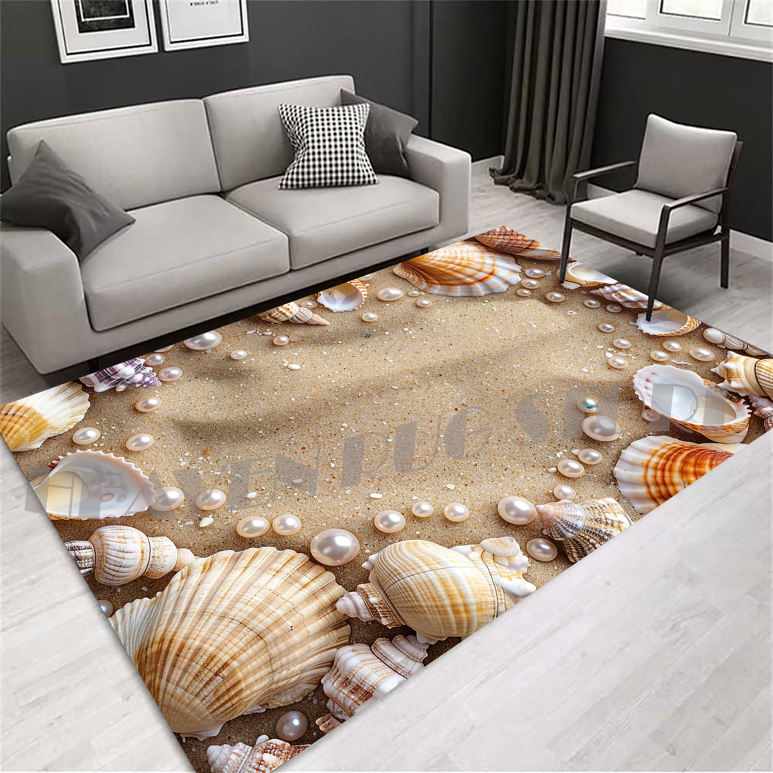 Seashells Area Rug: Beach Coastal Decor - Etsy