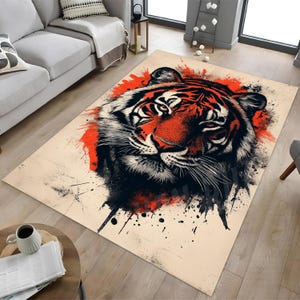 Tiger Rug, Tiger Design Rug, Home Decor Rug, Animal Area Rug, Animal Rug, Vintage Style Rug, WildLife Rug, Wild Tiger Rug, Tiger Area Rug