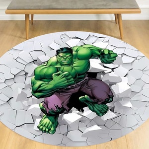 Hulk 3D Round Rug: Super Hero Kids Room Decor (24 inch)