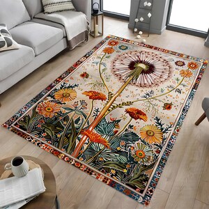 Dandelion Flower Area Rug: Modern Spring Home Decor