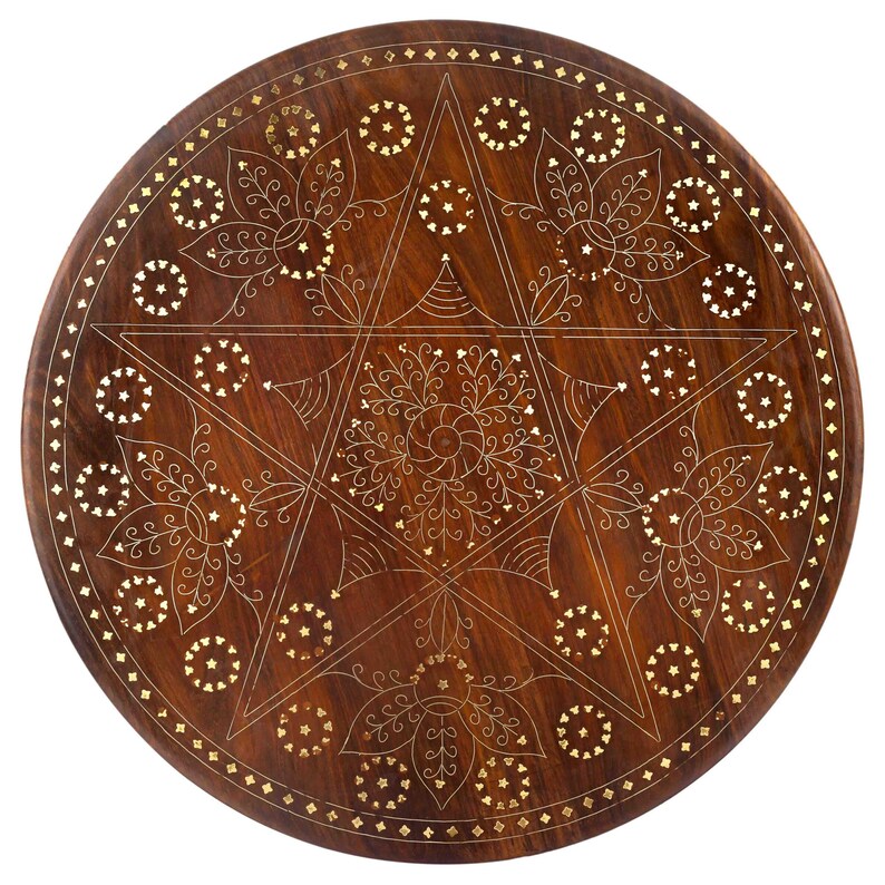 Brass Work Round Coffee Table Handcrafted With Intricate Brass Patterns ...
