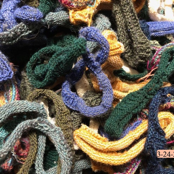 Alpaca sock loops, mixed colors, soft - 16 oz., 400+ loops for coasters, blankets, weaving, potholders, recycled, kids crafts.