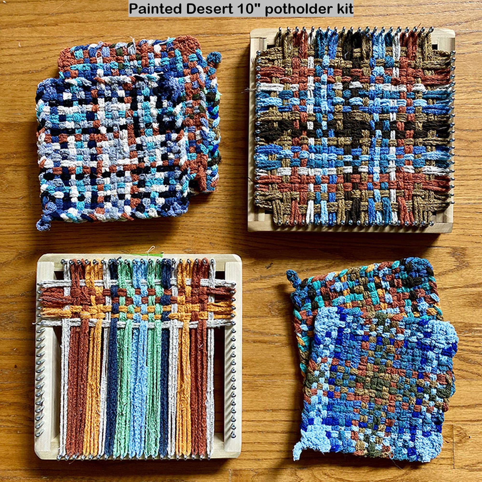 Potholder Looms, Wood, 4 Sizes, Safe, Sturdy, Beautiful. Made in USA.  Recycled. Use With Loops or Yarn. 