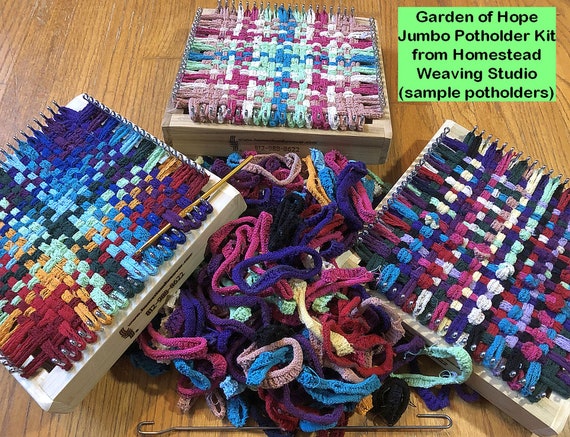 Garden of Hope, Potholder Loom Kit, Jumbo 10 Wood Loom, Artist Blend, 24  Ounces Cotton Blend Loops, U.S.A. Made, Crafts, Weaving, Recycling 