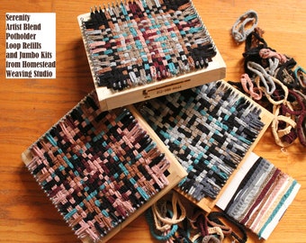 SERENITY Potholder Loom Kit, Jumbo 10", Cotton Loops, USA Made