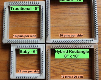 Potholder looms, wood, several sizes, solid, safe, sturdy. Made in USA.