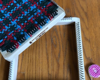 Mammoth Potholder loom, 12" with 28 pins, handcrafted wood, safe, sturdy, beautiful. Made in USA. Recycle. Use with loops, yarn or fabric.