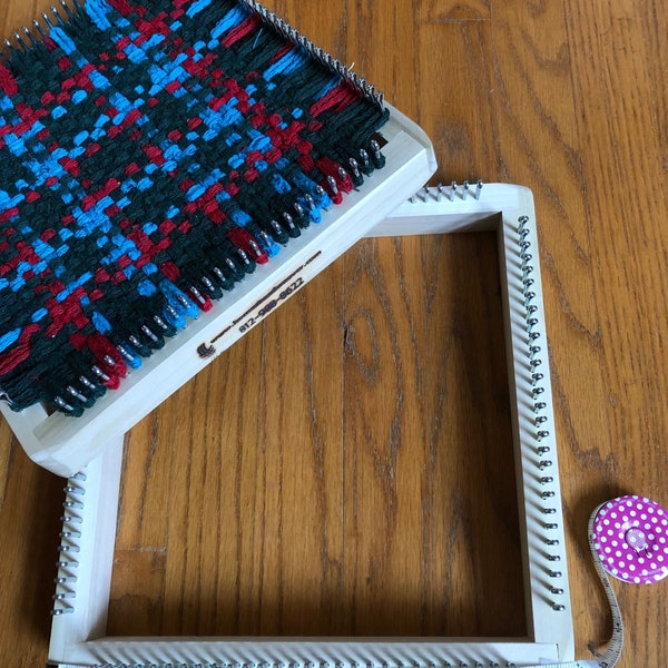 Mammoth Potholder loom, 12" with 28 pins, handcrafted wood, safe, sturdy, beautiful. Made in USA. Recycle. Use with loops, yarn or fabric.