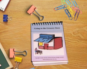 Grocery Shopping Communication Mini Book, Autism PECS Visual Schedule & Nonverbal Communication Tool