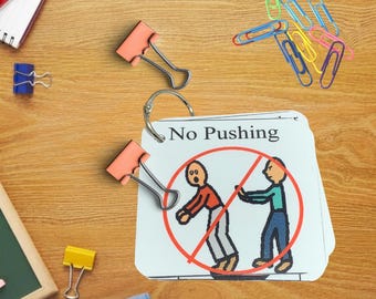 No Pushing Social Story Cards | Autism Behavior Support Tool