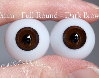 20mm - Full Round - German Glass Eyes - Brown