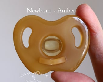 Silicone Pacifier - Amber - Flat Nipple - Newborn and Up