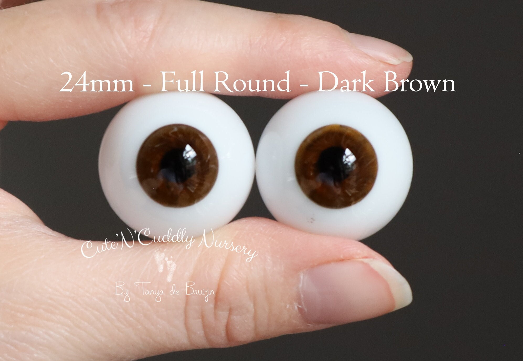 24mm Mouth Blown Glass Eyes - Dark Brown