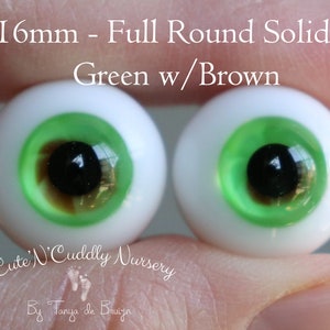 16mm - Full Round Solid - Green w/Brown