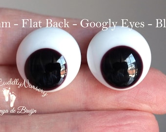 18 mm - Vetro massiccio - Retro piatto - Bianco e nero - Occhietti mobili