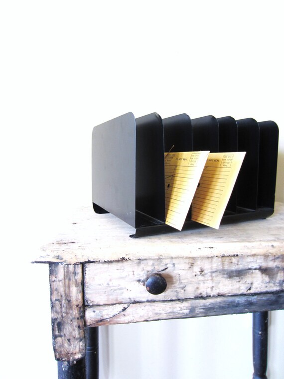 Items similar to Vintage Metal Office File, Organizer, Paper Sorter on Etsy