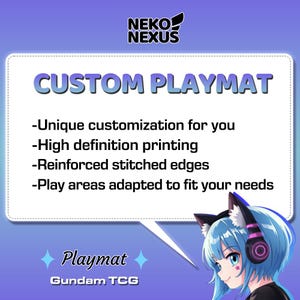 Tapis de jeu personnalisé GUNDAM TCG (également pour divers TCG) – Votre image et zones de jeu uniques – 35 x 60 cm