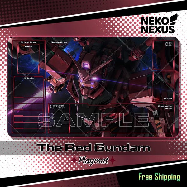 Playmat - Mousepad - Red Gundam - GCG – 24" x 14" (600 x 350 x 2 mm)