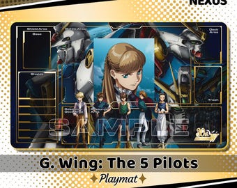 Playmat - G. Wing: The 5 Pilots - Gundam Card Game - 14&quot;X24&quot; / 35X60x0.2cm