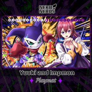 Playmat Yuuki and Impmon - Digimon Card Game - 14"X24" / 34,5X59x0.2cm