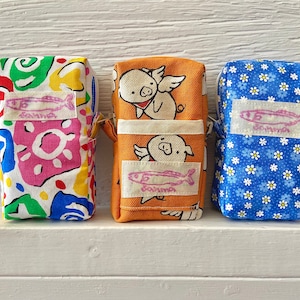 Bolsa para fumar muy recatada con cremallera / Se adapta discretamente a una caja de cigarrillos de tamaño estándar / Bolsa rectangular pequeña hecha a mano / Algodón