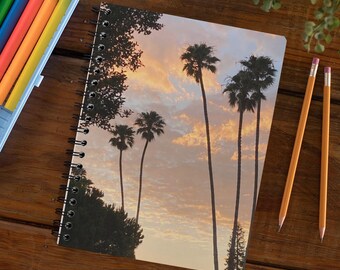 Santa Barbara Palm Trees Spiral Notebook: Tropical Sunset Journal