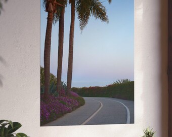 Tropical California Sunset Poster / Montecito, CA Matte Vertical Poster / Scenic Beach Trail Wall Art