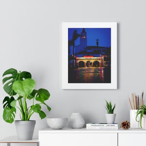 Rainy Night Wall Art - Framed Vertical Poster - Santa Barbara, CA