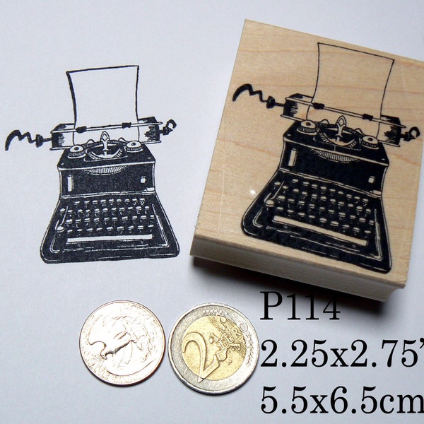 P114 Typewriter with blank note rubber stamp