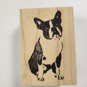Small Boston Terrier Dog rubber stamp P45