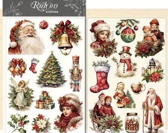 2 Sheets of vintage style Holiday rub on stickers.