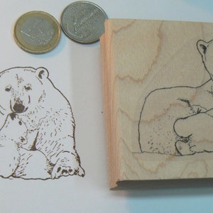 P83 Sello de goma de mamá y bebé oso polar, dibujado a mano