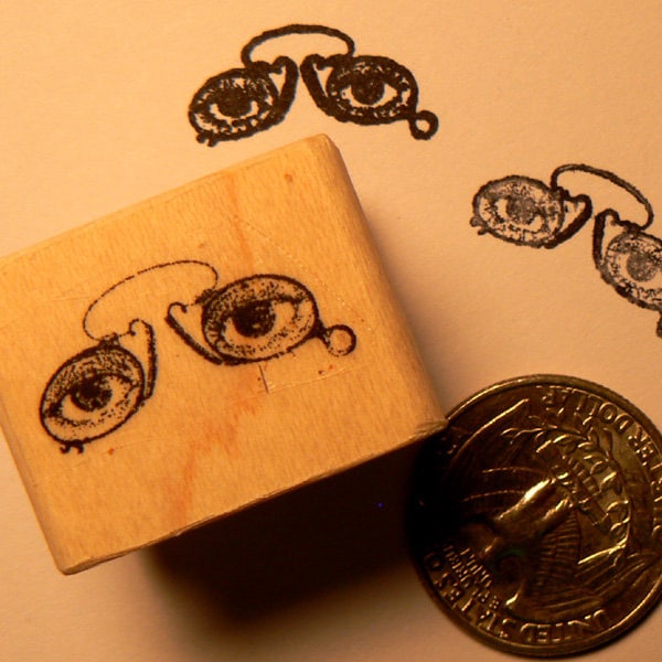 miniature spectacles, opticals rubber stamp P24